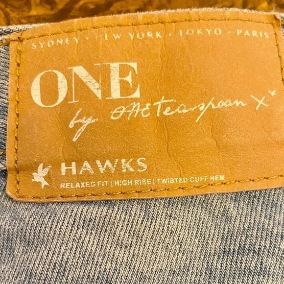 One Teaspoon Sz 5 (27) Denim Shorts Hawks High Rise Destroyed Ripped Butt - Picture 6 of 14